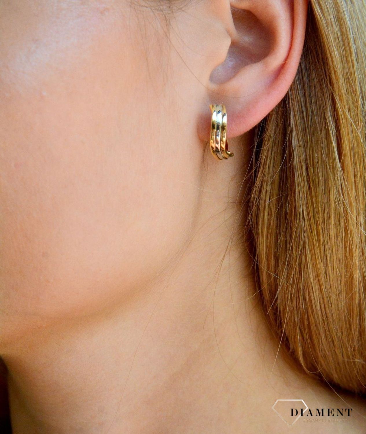 Złote kolczyki damskie 375 angielskie z białym złotem KL 2549 375 (2).jpg